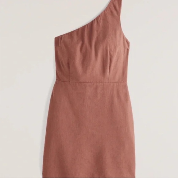 NWT Abercrombie & Fitch Orange Asymmetrical One Shoulder Dress - Picture 2 of 5
